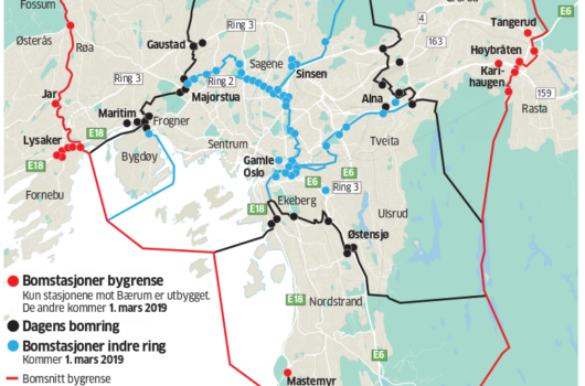 Organization of roads of Oslo in a map