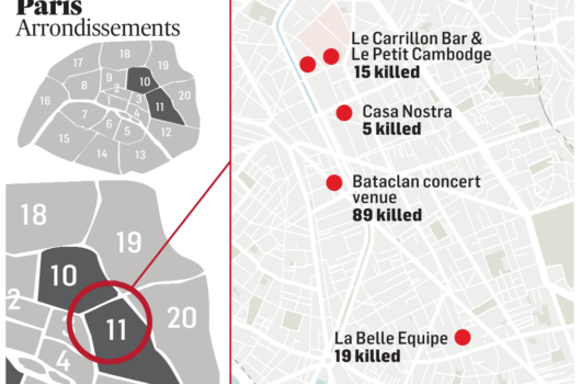 Map Terrorist Attack Paris