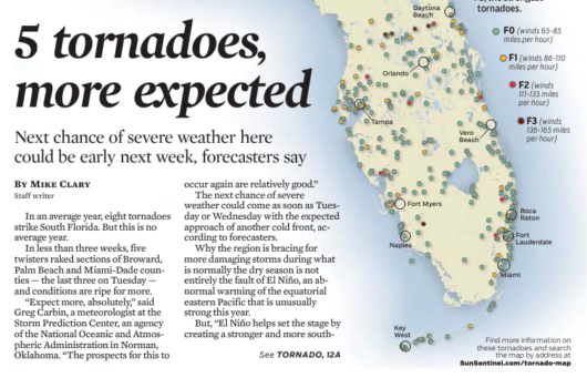 Map of tornadoes in Florida