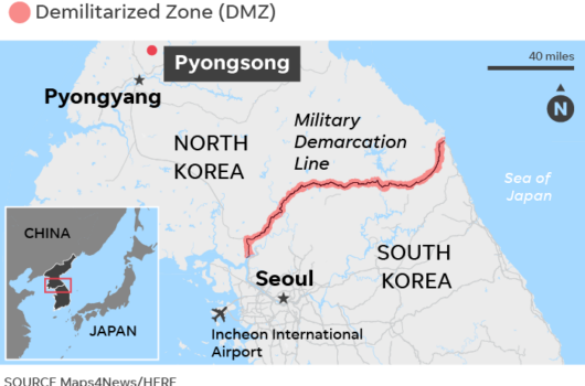 Demilitarized zone between North and South Korea