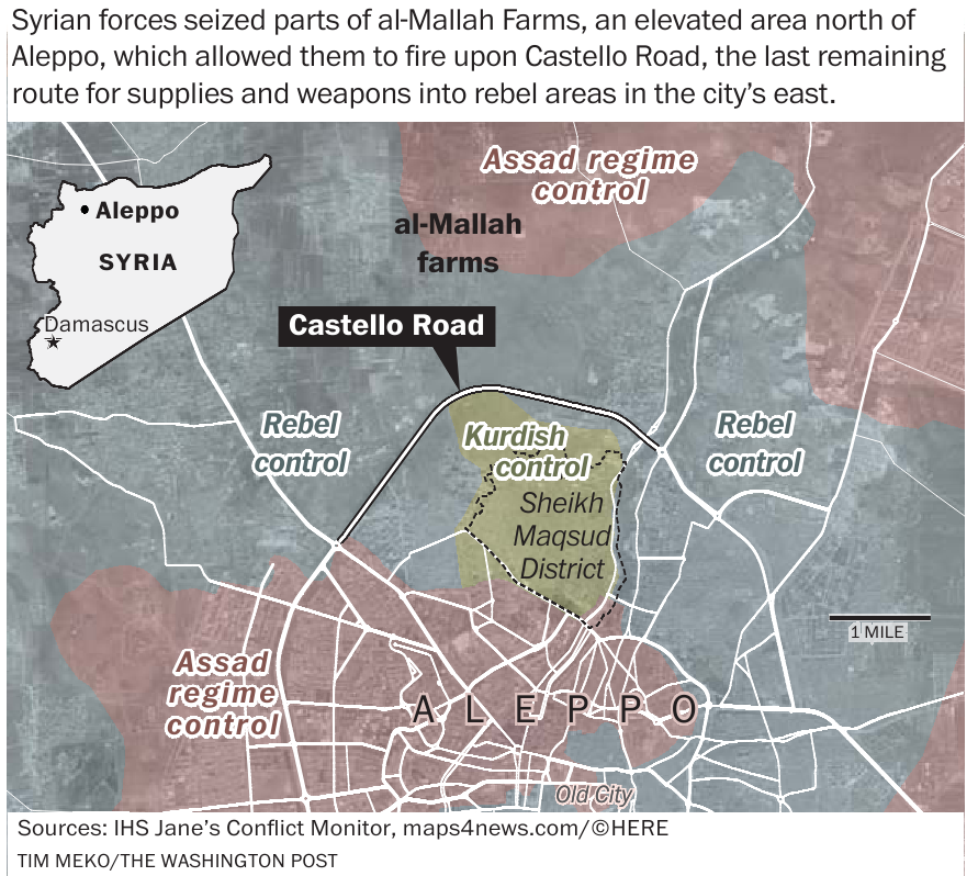 Map of the Kurdish control area in Aleppo