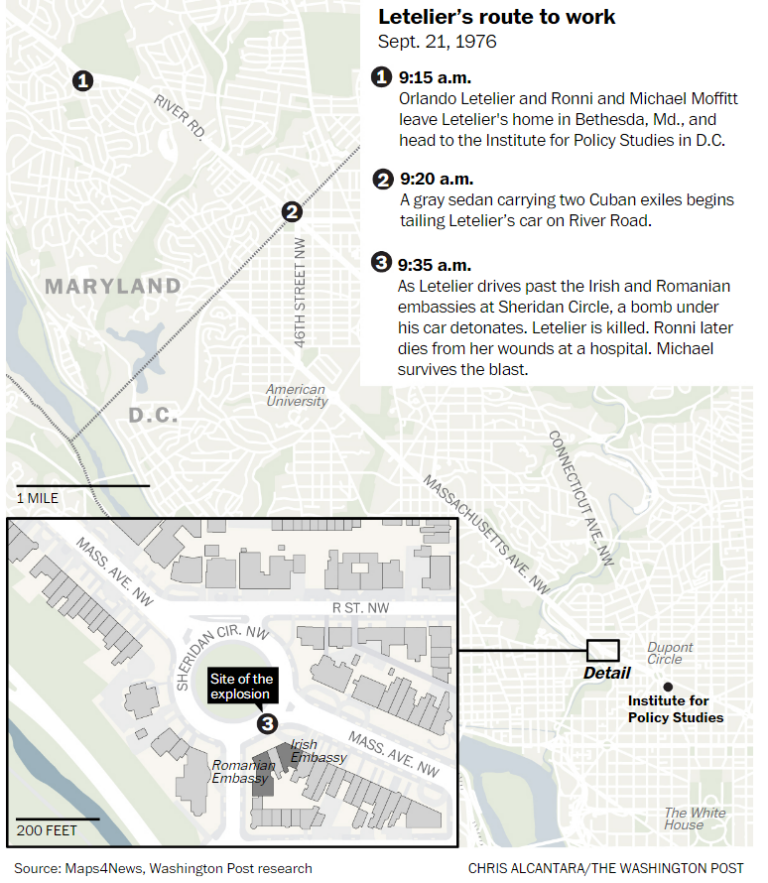Washington Post - El mapa de la ruta de Letelier al trabajo - Mapcreator