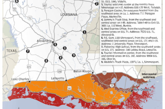Louisiana emergency evacuation map