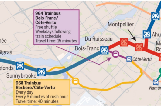Closures and mitigation on train line map