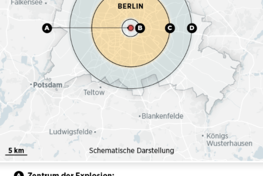 Map of Berlin with distance rings.