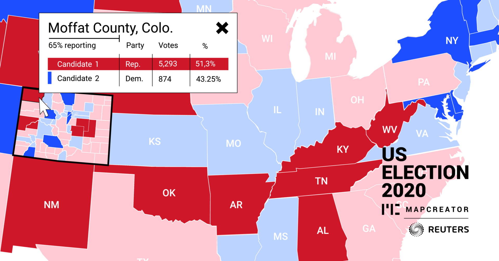 Mapping the U.S. election with live data from Reuters Mapcreator