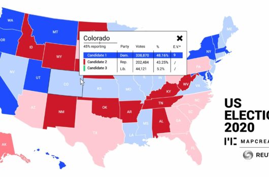 Map of the presidential elections of US 2020