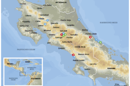 travel map of Costa Rica