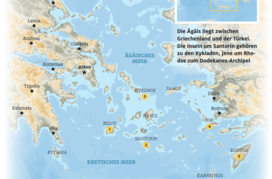 Tourism map of the islands of Greece