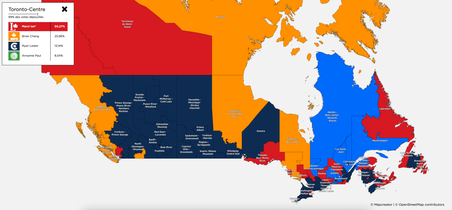 Map Of Canada 2021 Canadian Federal Election 2021 Map - Mapcreator