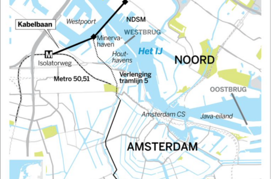 map of cable car over Amsterdam
