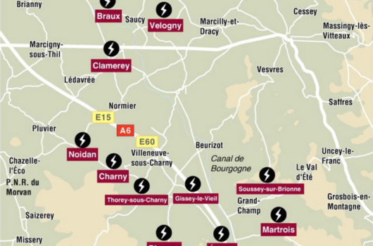 map of optical fiber in Vitteaux, France