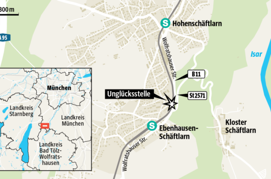 Collision of trains in Munich on a locator map