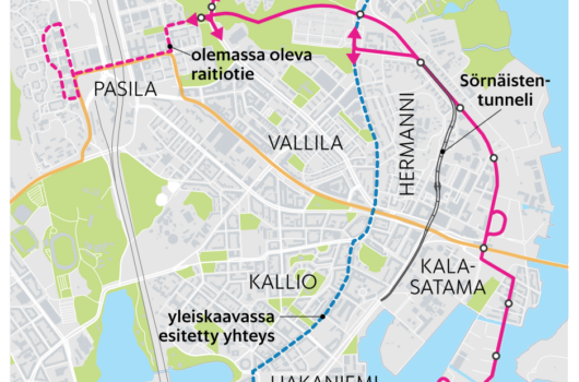 map of a tunnel project in Helsinki