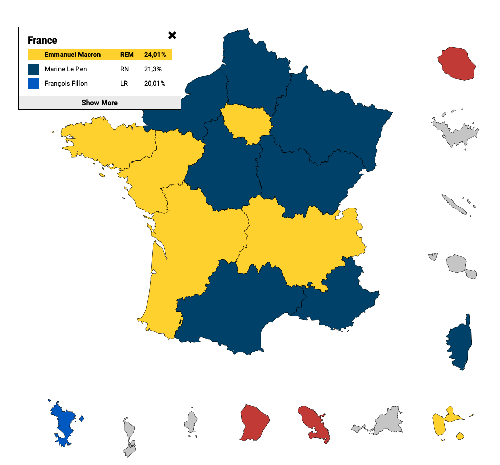 Map of the french presidential election of 2017