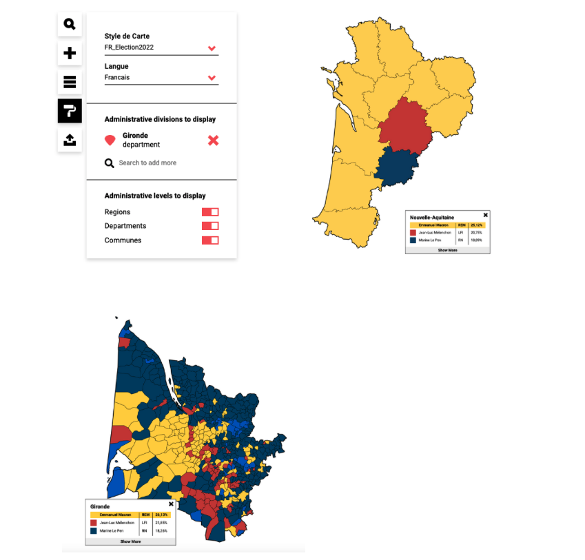 élection présidentielle française, résultats par régions et départements