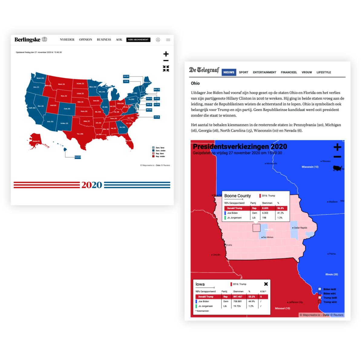 Example of articles that use electoral maps