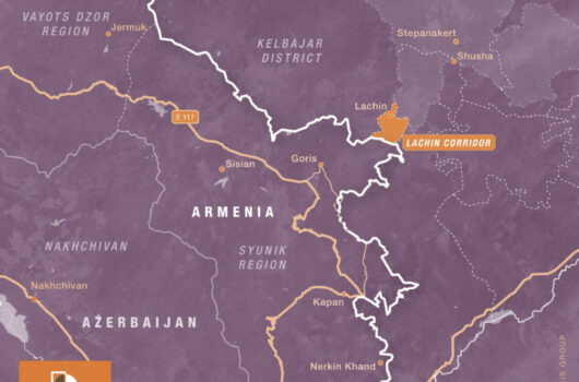 The map shows a zoomed in area along the Armenian and Azerbaijani border where in September 2022 escalations took place.