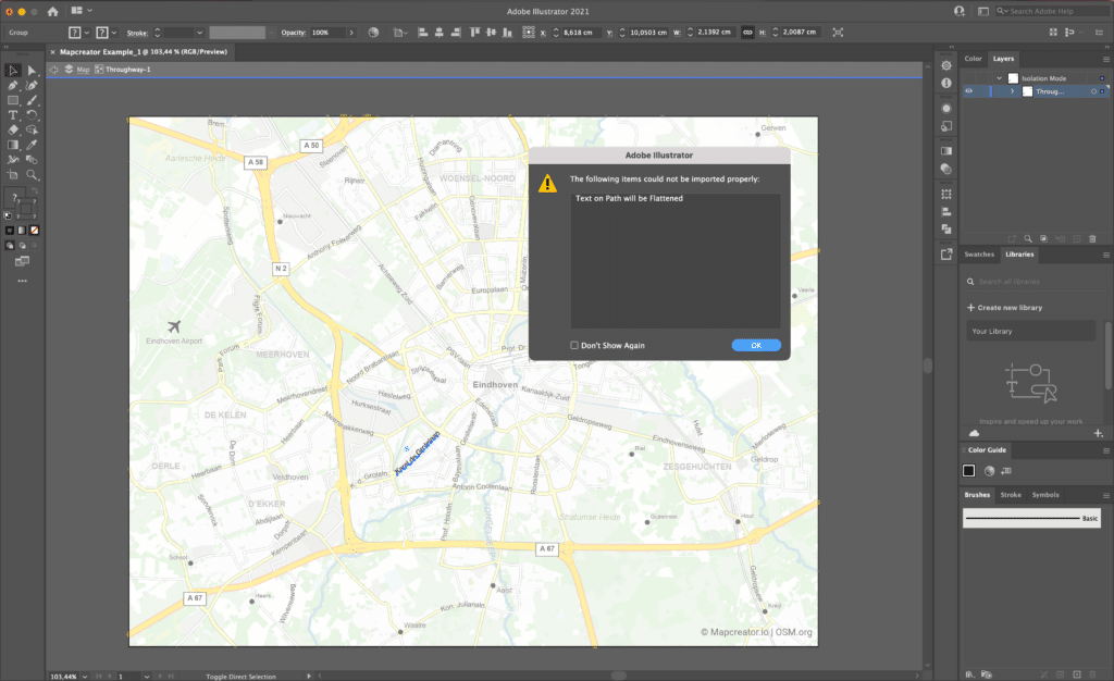 Mapcreator vector map text will be flattened 
