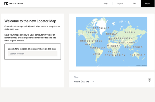 Locator Map Interface mapping app tool