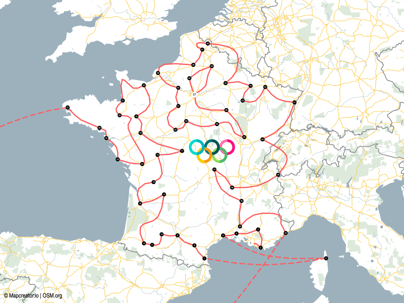 Olympic Torch Relay Route 2024 Ready to use maps Mapcreator