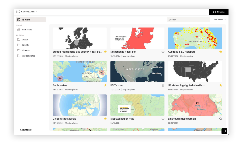 Folder management and map templates in Mapcreator Next - Mapcreator