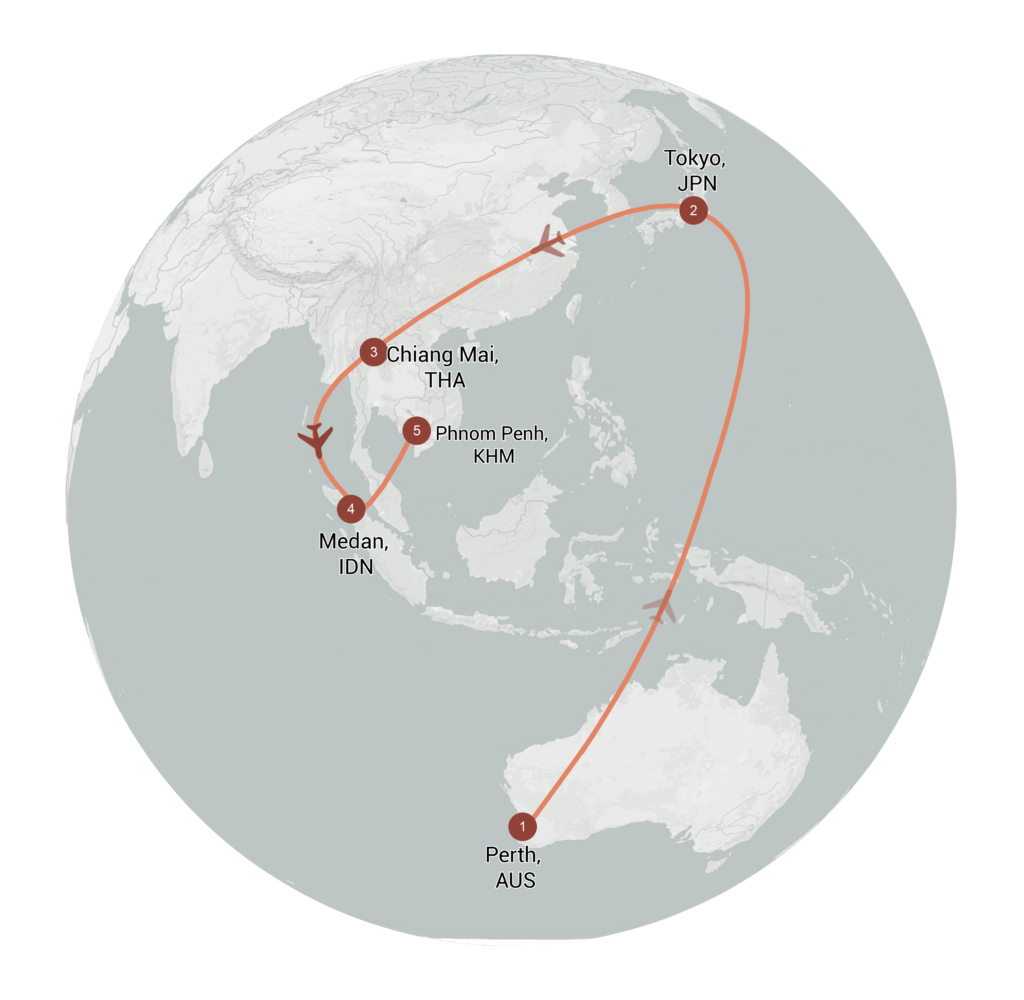 Mapcreator globe as an vector export map with flight lines