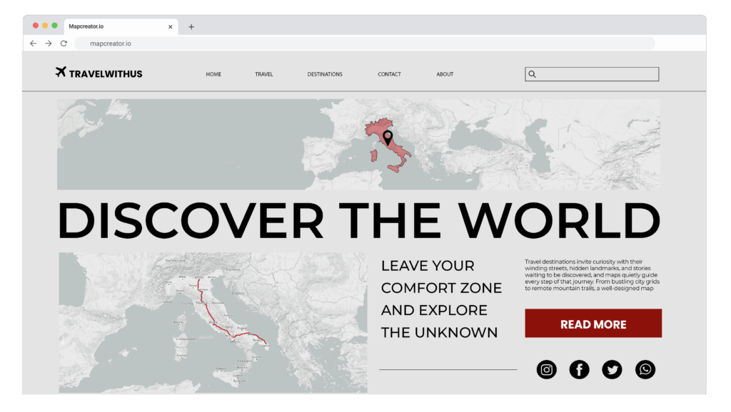Fake-News-Mock-up einer Website mit statischen Karten