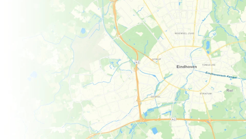 Map of Eindhoven with a white gradient overtop